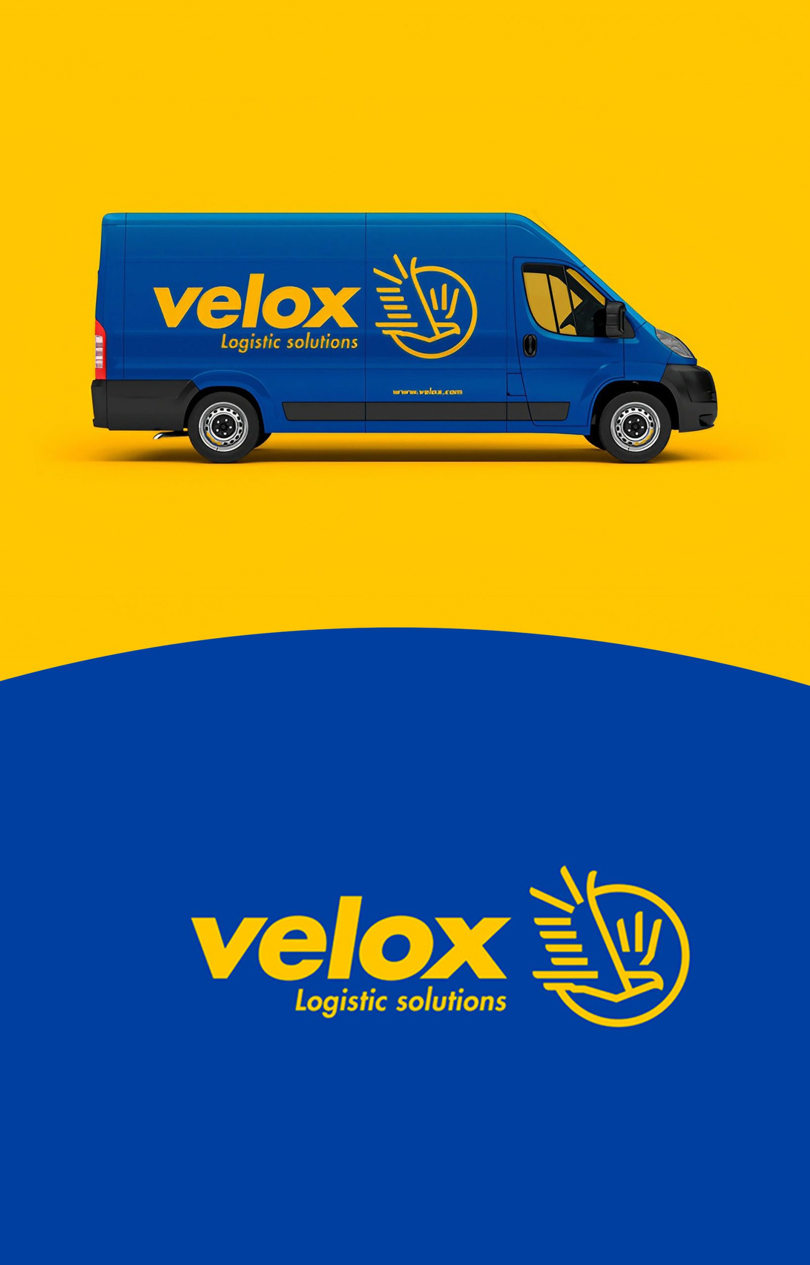 Diseño de identidad corporativa para empresa logística internacional - Diseño de rotulación para vehículos Velox - Estudio de diseño Valencia Pixelarte