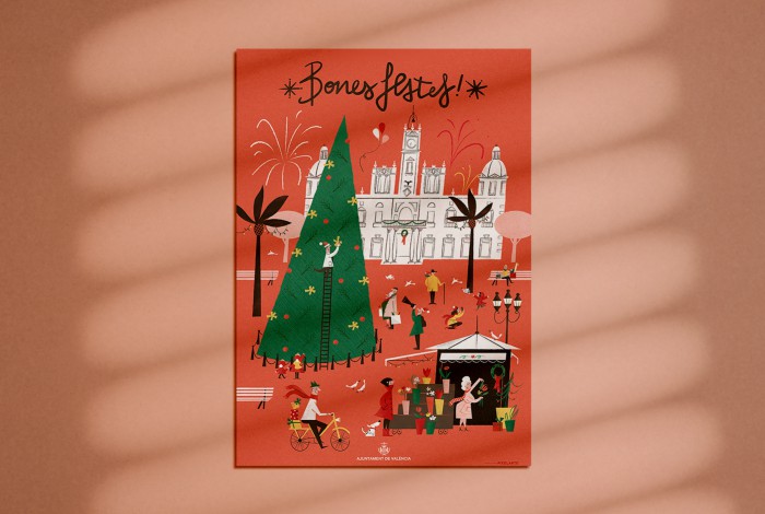 Ayuntamiento de Valencia felicitación Navidad 2016 - Diseño de cartel - Estudio de diseño en Valencia Pixelarte