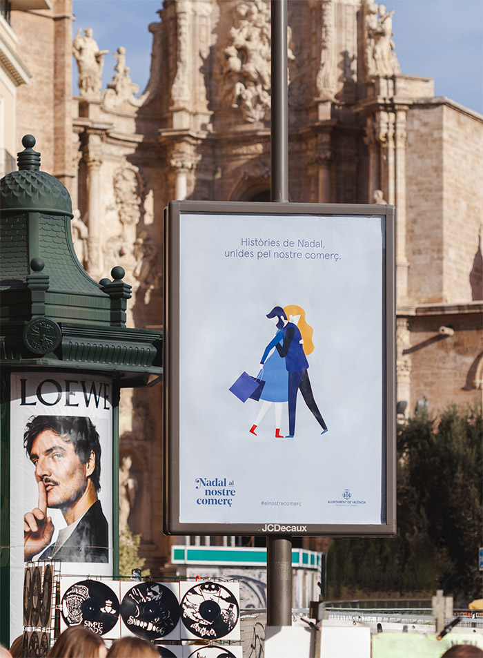 Campaña de publicidad Navidad 2018 - Campaña de comunicación Ayuntamiento de Valencia - Diseño de publicidad exterior - Nadal al nostre comerç - Estudio de diseño gráfico Valencia Pixelarte