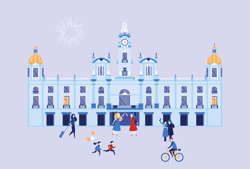 Campaña de publicidad Navidad 2018 - Campaña de comunicación Ayuntamiento de Valencia - Diseño de ilustración Nadal al nostre comerç - Estudio de diseño gráfico Valencia Pixelarte