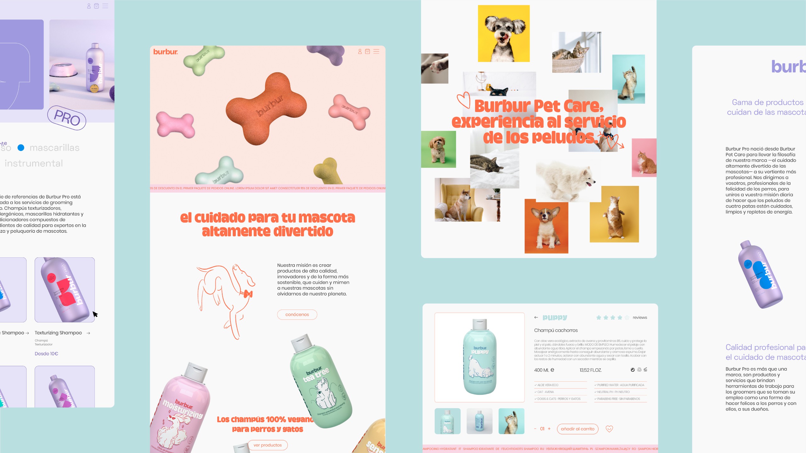 Pixelarte estudio de diseño gráfico- diseño web para marca de mascotas Burbur Petcare