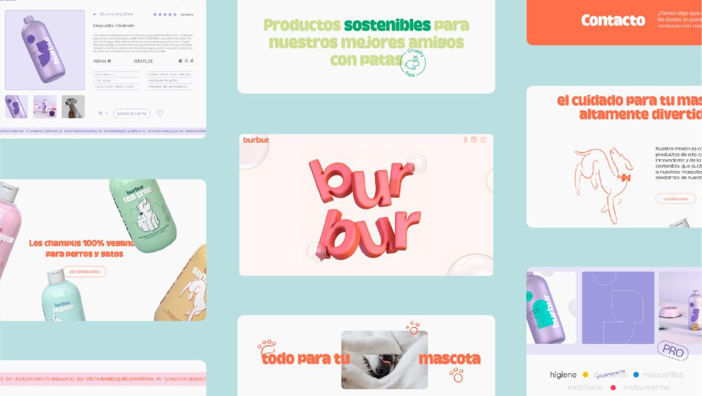 Pixelarte estudio de diseño gráfico- diseño web para marca de mascotas Burbur Petcare