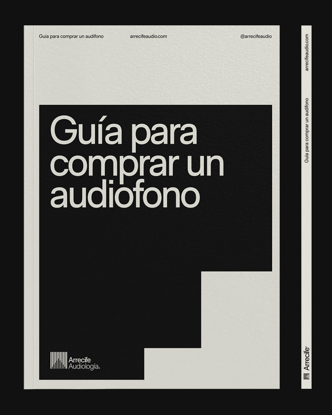 Pixelarte Estudio de Diseño Gráfico - Diseño Identidad Corporativa Arrecife Audiología Cubierta catálogo - DIseño editorial